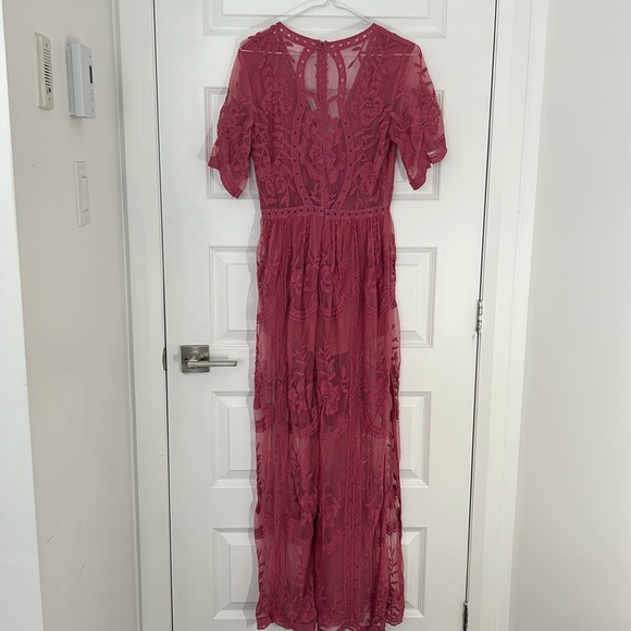 HONEY PUNCH - Lace maxi dress romper embroidered kimono sleeves small bohemian - Picture 11 of 14